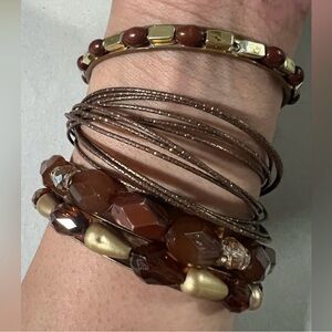 Elegant Brown and Gold Bracelet Set